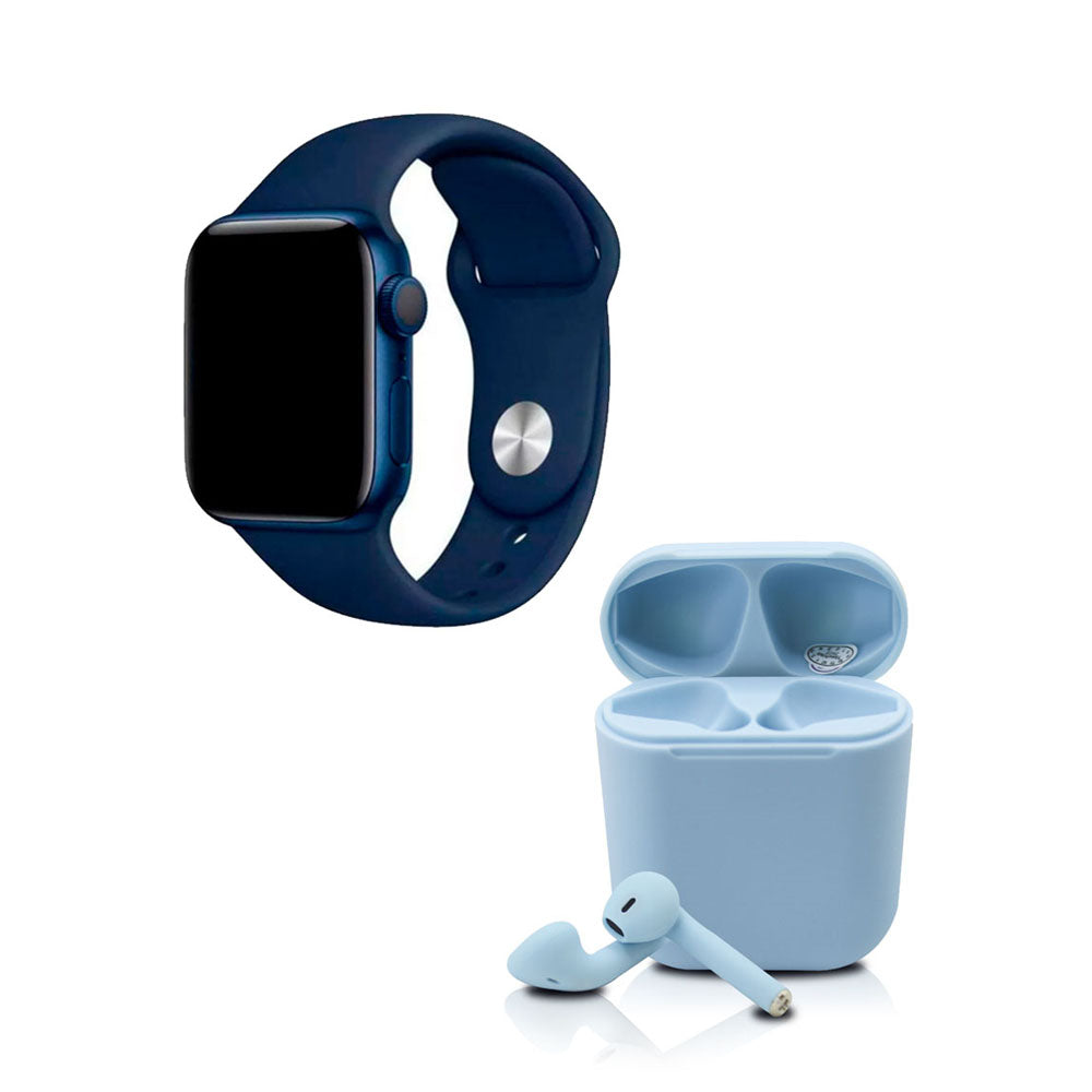 Kit smartwatch y audífons twins negro